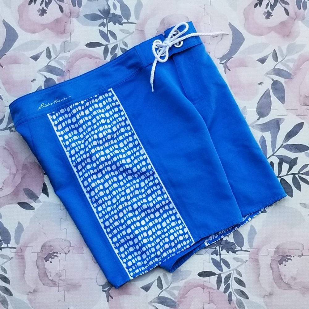 ✨HP✨Eddie Bauer | Mens Blue White Short Swim Trunks Time for Polar Plunge!